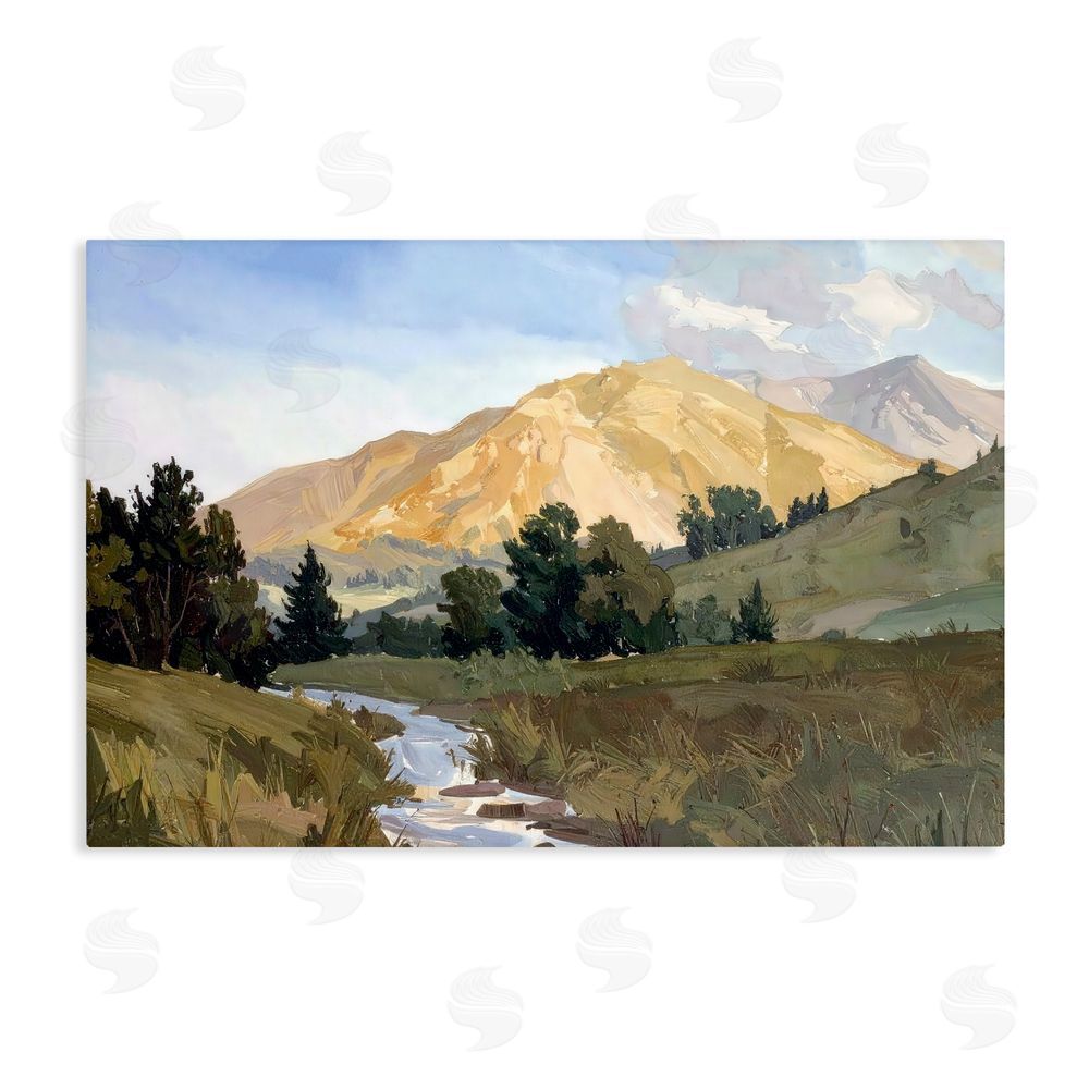 Alonza Saunders Mountain Divide Valley Stretched Canvas Wall Art Print