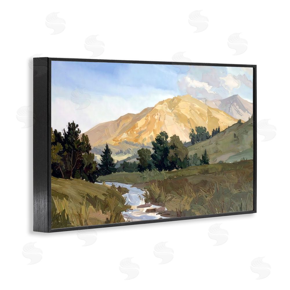 Alonza Saunders Mountain Divide Valley Black Framed Giclee Wall Art Print