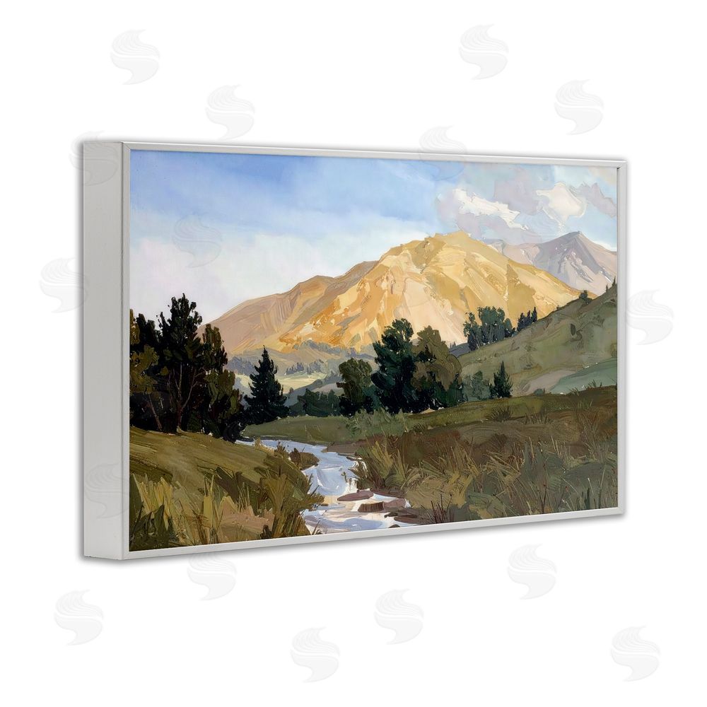 Alonza Saunders Mountain Divide Valley White Framed Giclee Wall Art Print