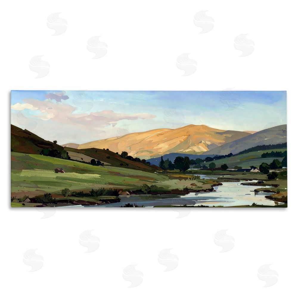 Alonza Saunders Across The Valley Landscape Stretched Canvas Wall Art Print