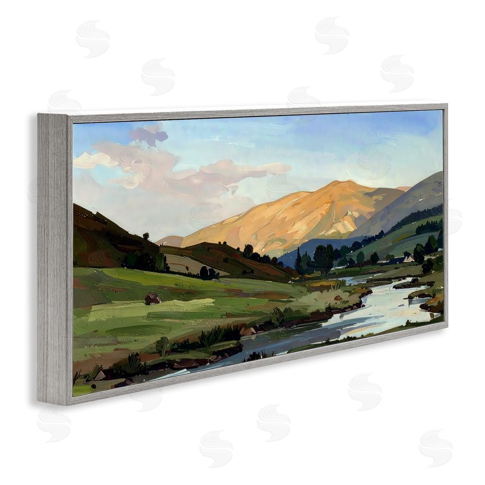 Alonza Saunders Across The Valley Landscape Gray Framed Giclee Wall Art Print