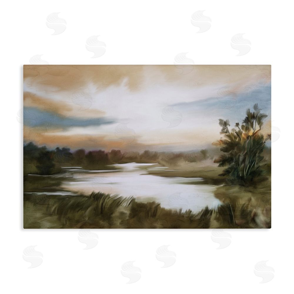 Kim Allen Sunset Pond Countryside Stretched Canvas Wall Art Print