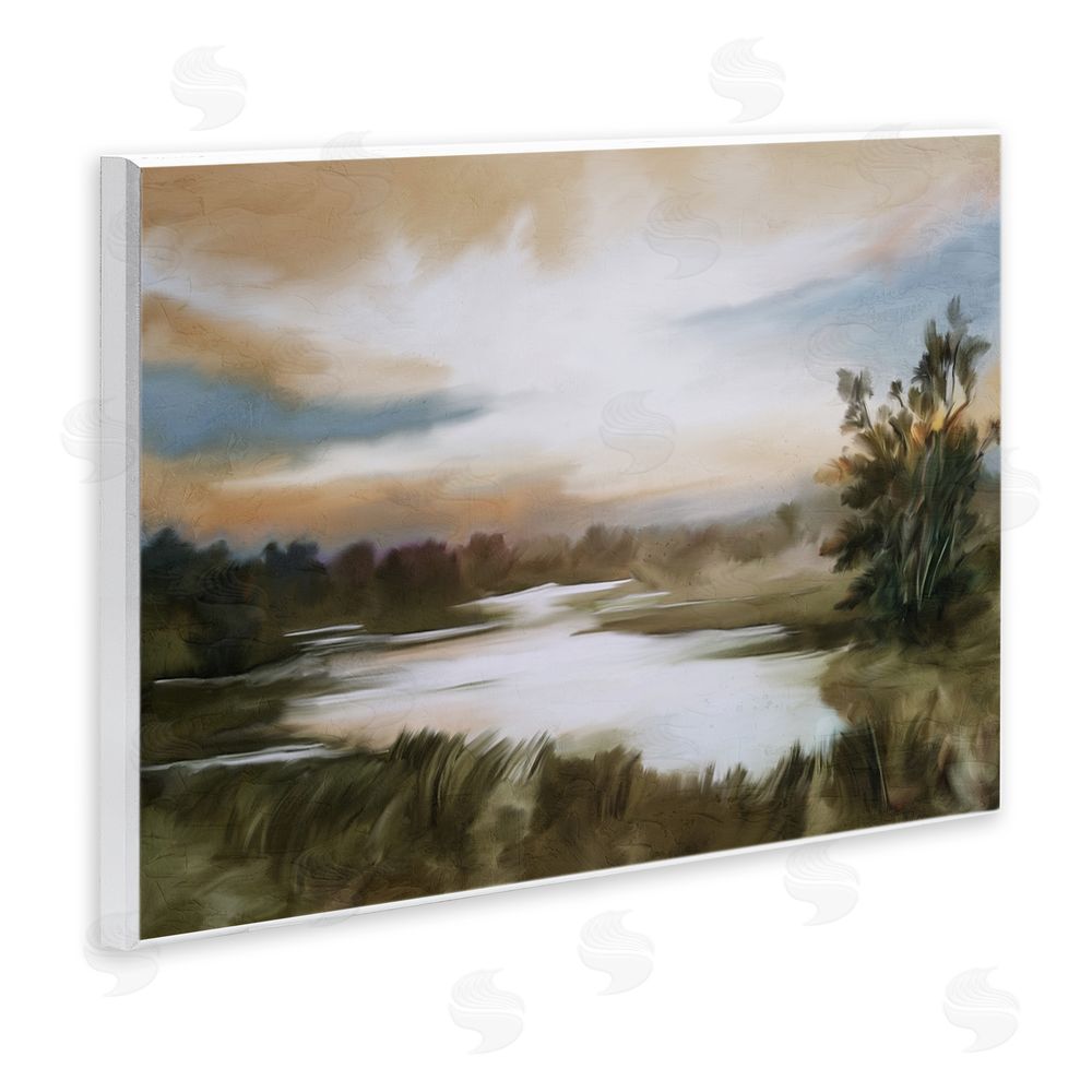 Kim Allen Sunset Pond Countryside Wooden Wall Plaque Art Print