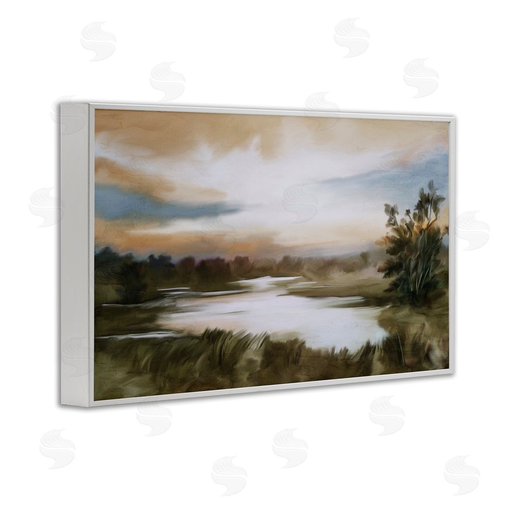 Kim Allen Sunset Pond Countryside White Framed Giclee Wall Art Print