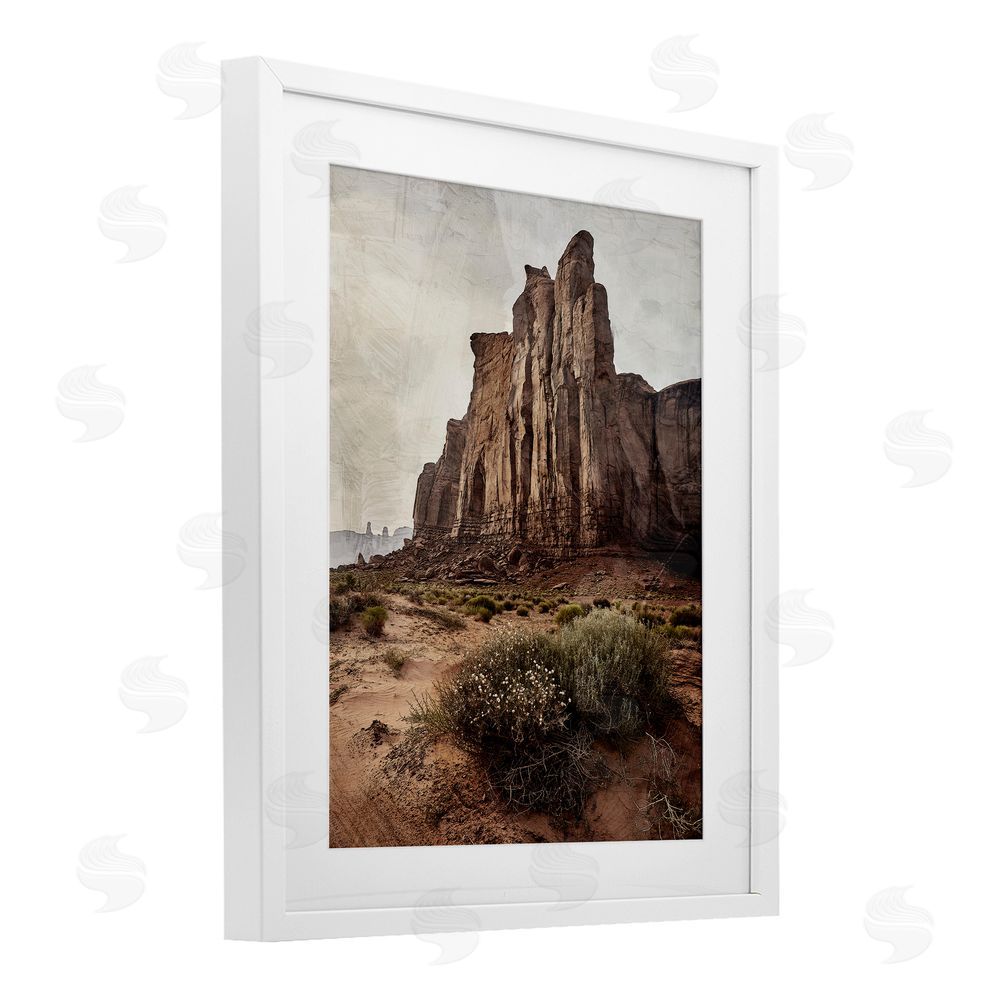 Kim Allen Desolate Rock View White Framed Print Under Glass Wall Art