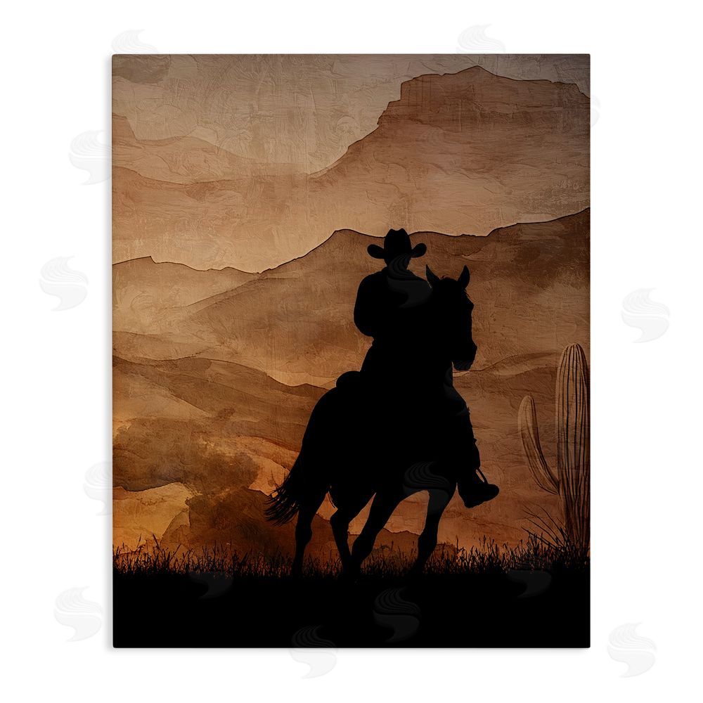 Kim Allen Cowboy's Sunset Ride Stretched Canvas Wall Art Print