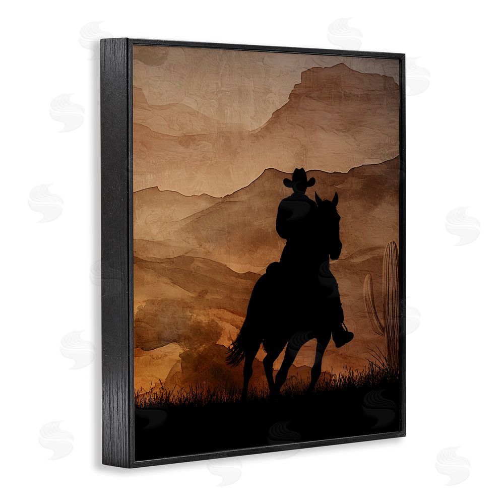 Kim Allen Cowboy's Sunset Ride Black Framed Giclee Wall Art Print