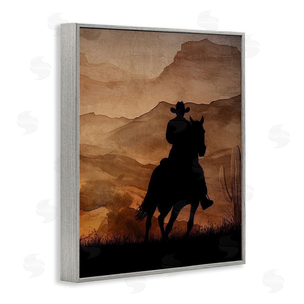 Kim Allen Cowboy's Sunset Ride Gray Framed Giclee Wall Art Print