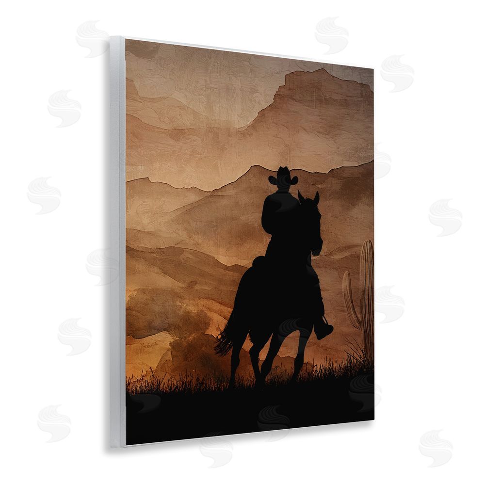 Kim Allen Cowboy's Sunset Ride Wooden Wall Plaque Art Print