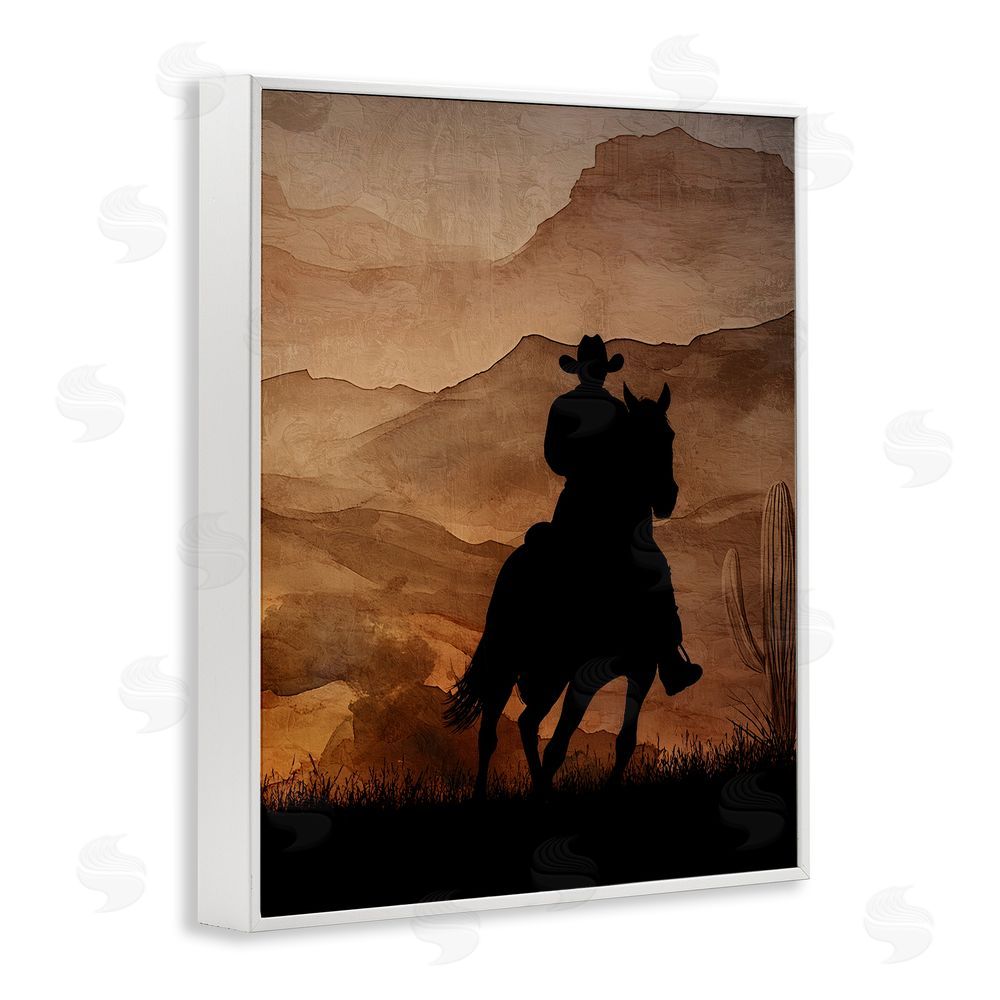 Kim Allen Cowboy's Sunset Ride White Framed Giclee Wall Art Print
