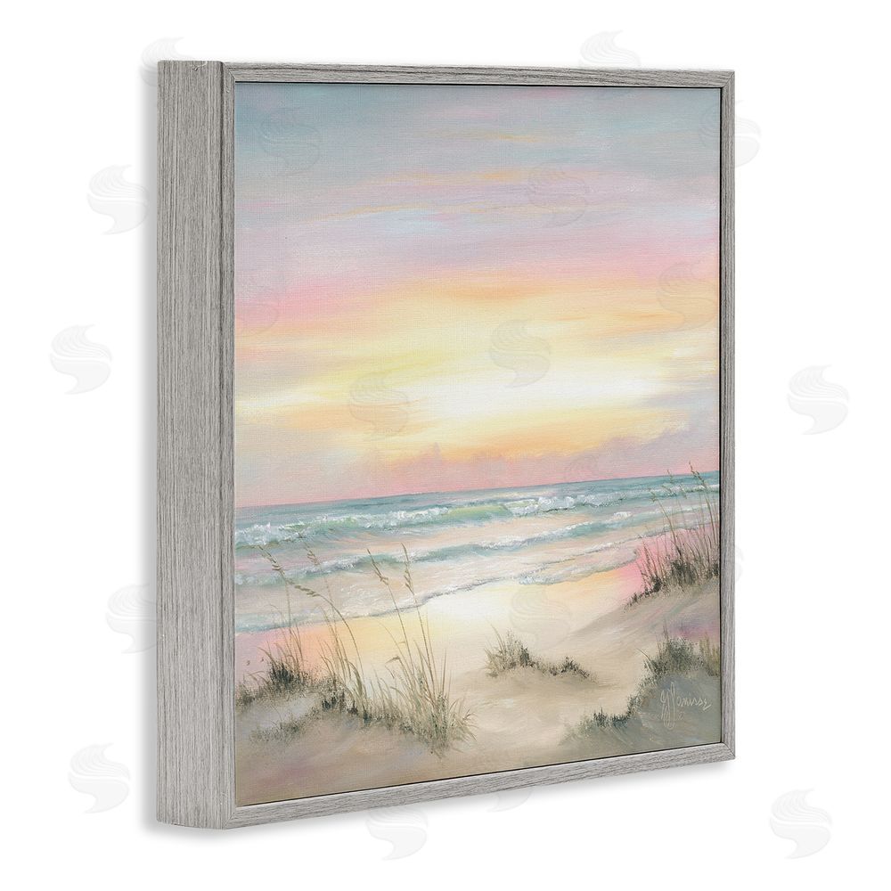 Georgia Janisse Pastel Calm Morning Beach Gray Framed Giclee Wall Art Print