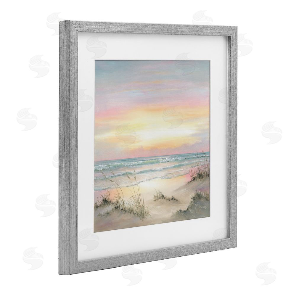Georgia Janisse Pastel Calm Morning Beach Gray Framed Print Under Glass Wall Art