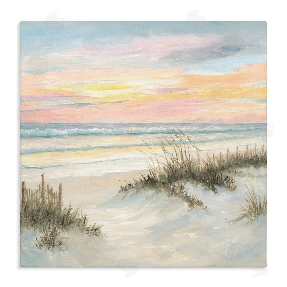 Georgia Janisse Pastel Sunset over Sandy Dunes Stretched Canvas Wall Art Print