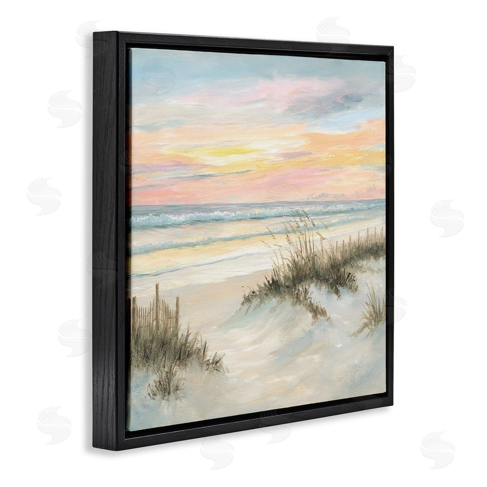 Georgia Janisse Pastel Sunset over Sandy Dunes Black Floating Frame Canvas Wall Art Print