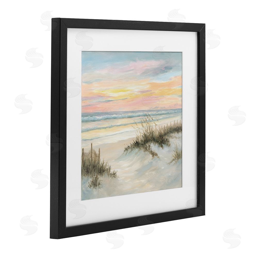 Georgia Janisse Pastel Sunset over Sandy Dunes Black Framed Print Under Glass Wall Art