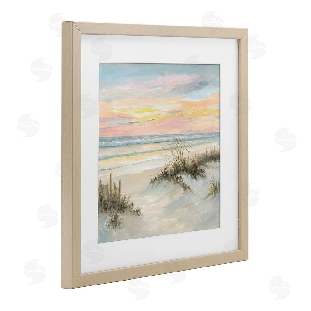 Georgia Janisse Pastel Sunset over Sandy Dunes Brown Framed Print Under Glass Wall Art