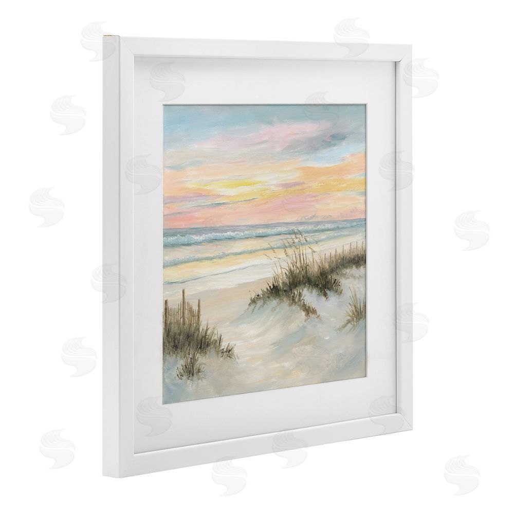 Georgia Janisse Pastel Sunset over Sandy Dunes White Framed Print Under Glass Wall Art