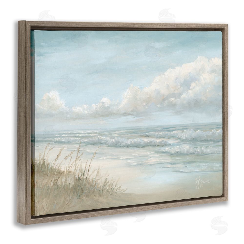 Georgia Janisse Stormy Surf Beach View Brown Floating Frame Canvas Wall Art Print