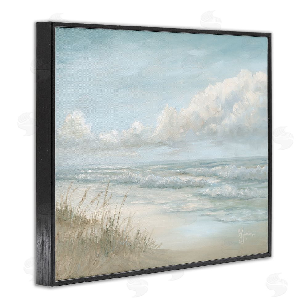 Georgia Janisse Stormy Surf Beach View Black Framed Giclee Wall Art Print