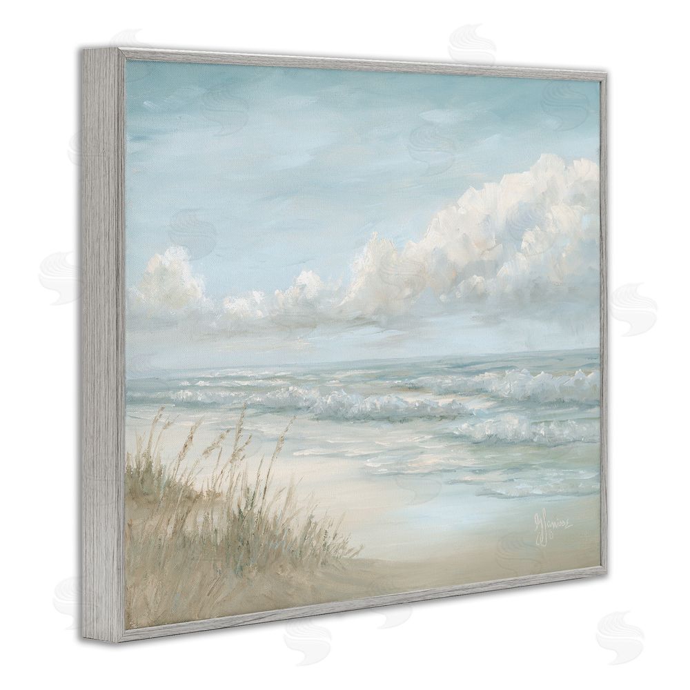 Georgia Janisse Stormy Surf Beach View Gray Framed Giclee Wall Art Print