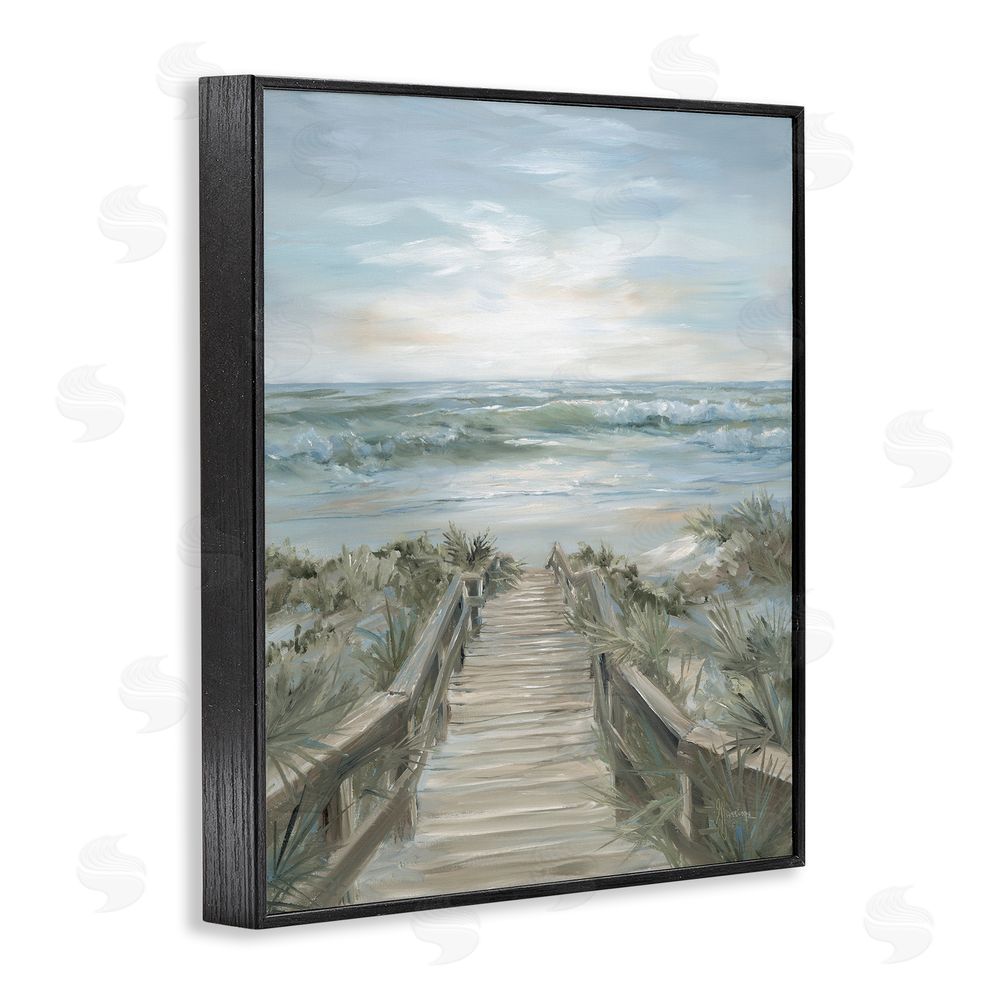 Georgia Janisse Wooded Pathway To Shoreline Black Framed Giclee Wall Art Print