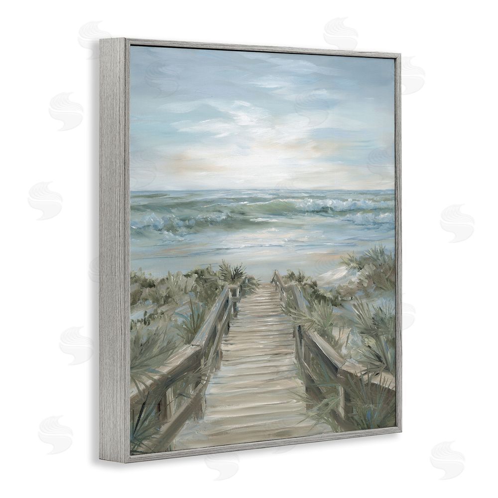 Georgia Janisse Wooded Pathway To Shoreline Gray Framed Giclee Wall Art Print