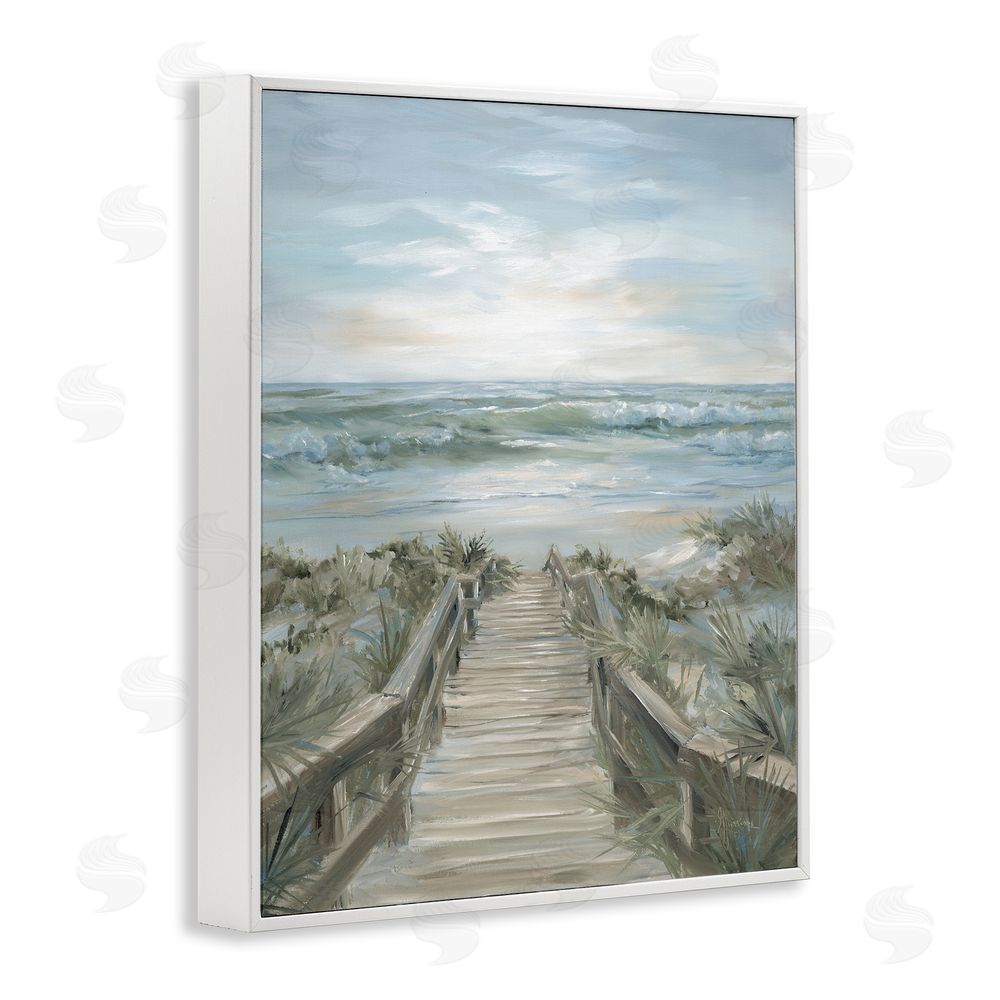 Georgia Janisse Wooded Pathway To Shoreline White Framed Giclee Wall Art Print