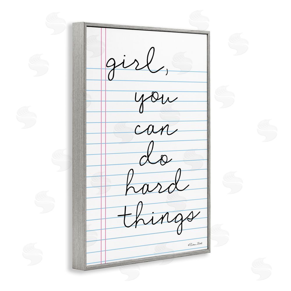 Susan Ball You Can Do Hard Things Note Gray Framed Giclee Wall Art Print