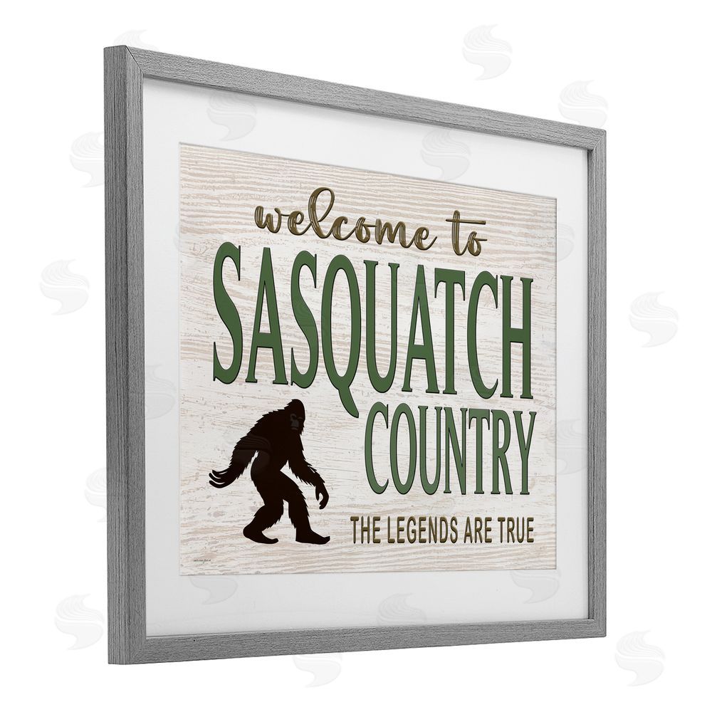 Seven Trees Design Welcome To Sasquatch Country Gray Framed Print Under Glass Wall Art