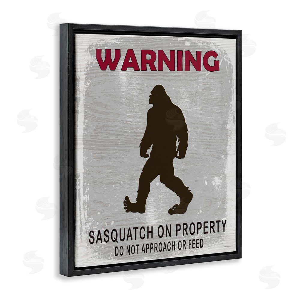 Seven Trees Design Sasquatch On Property Warning Black Floating Frame Canvas Wall Art Print