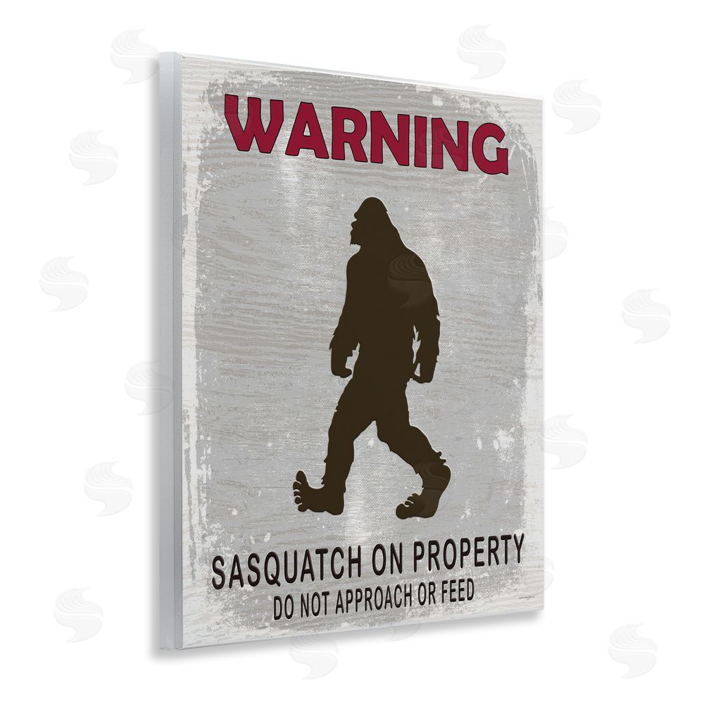 Seven Trees Design Sasquatch On Property Warning Wooden Wall Plaque Art Print