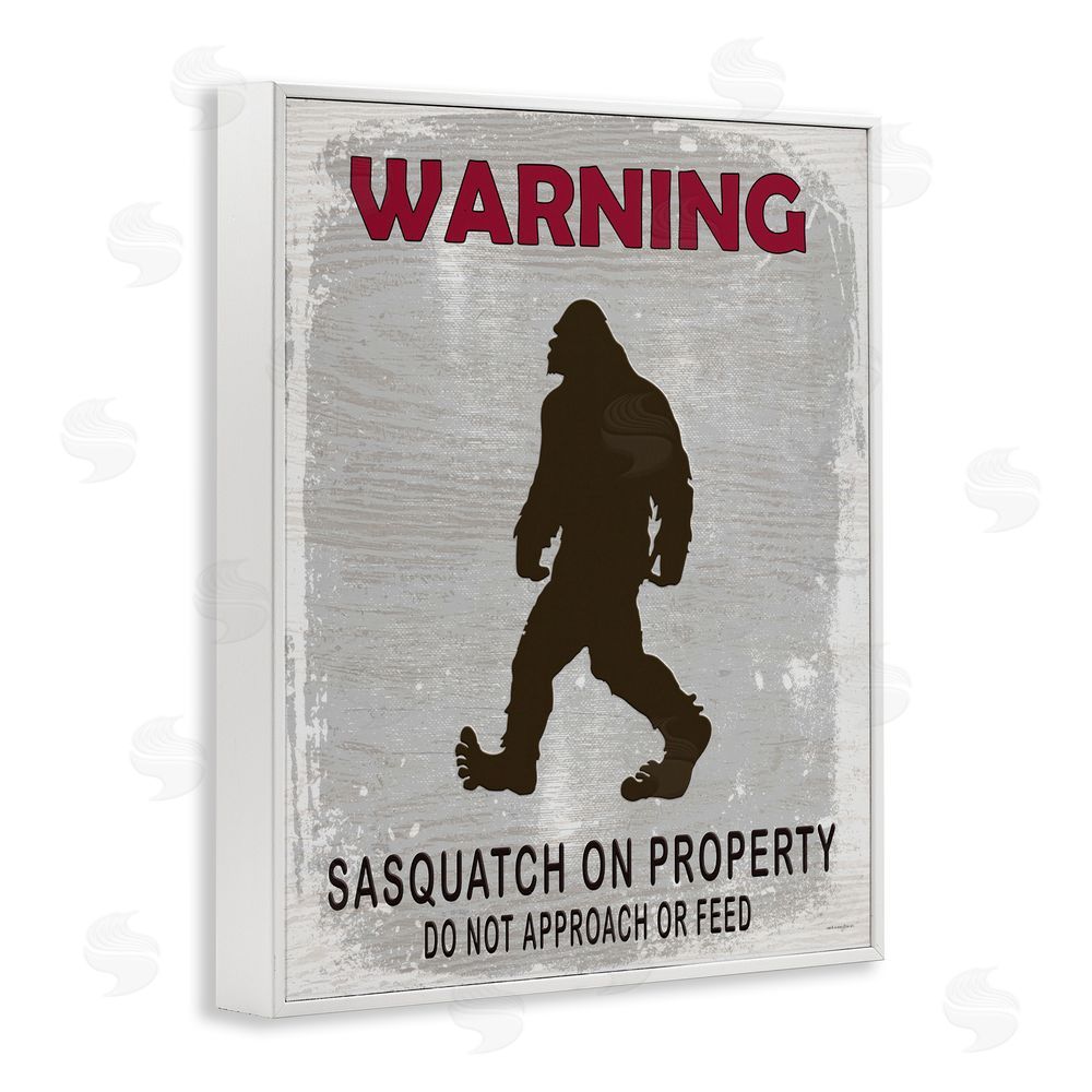 Seven Trees Design Sasquatch On Property Warning White Framed Giclee Wall Art Print