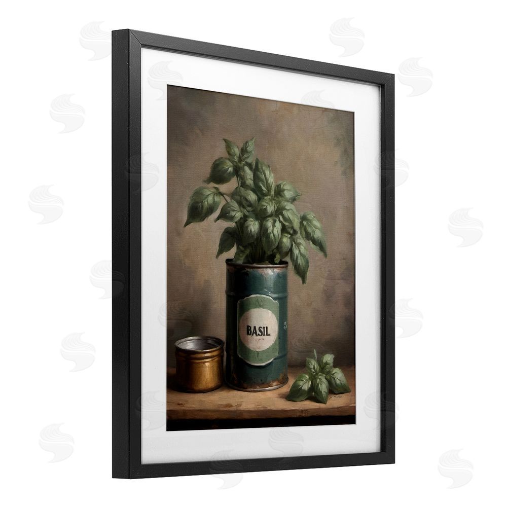 Jo Moulton Basil Bloom in Vintage Tin Black Framed Print Under Glass Wall Art