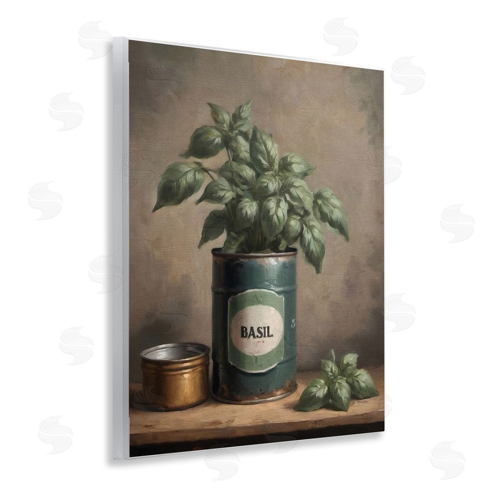 Jo Moulton Basil Bloom in Vintage Tin Wooden Wall Plaque Art Print