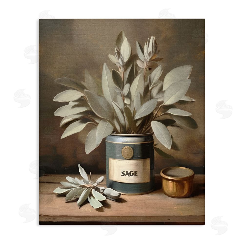 Jo Moulton Sage Bloom in Vintage Tin Stretched Canvas Wall Art Print