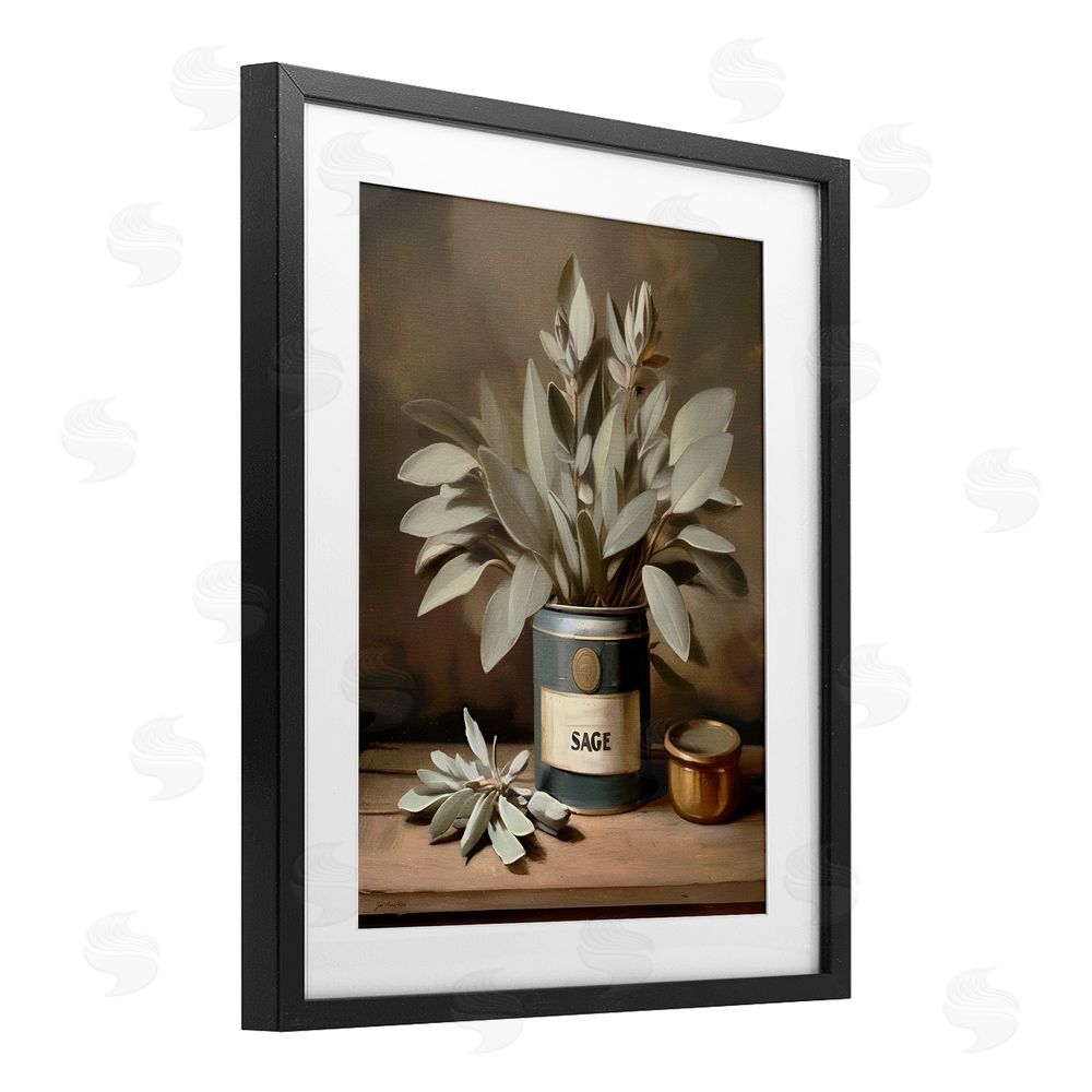 Jo Moulton Sage Bloom in Vintage Tin Black Framed Print Under Glass Wall Art