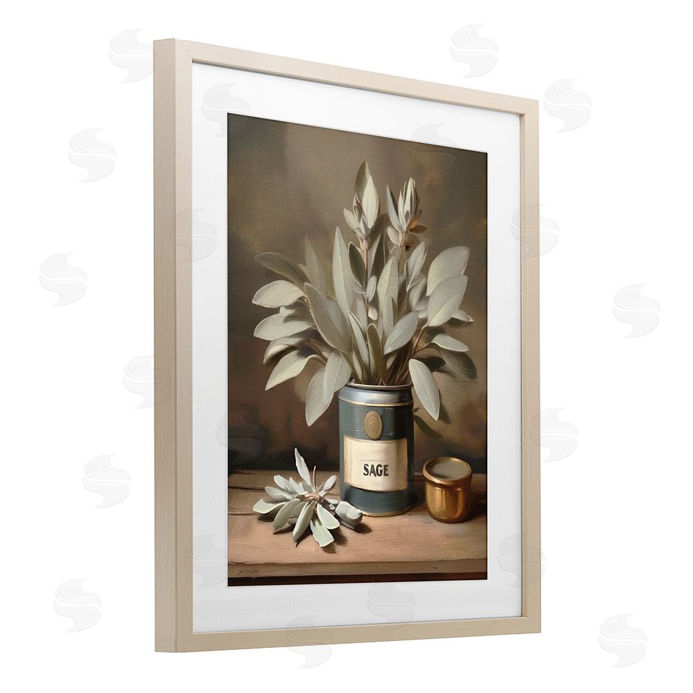 Jo Moulton Sage Bloom in Vintage Tin Brown Framed Print Under Glass Wall Art
