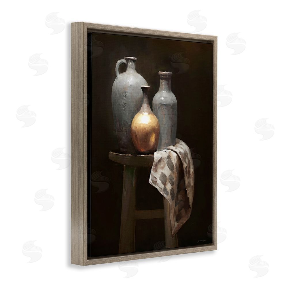 Jo Moulton Antiquity Still Life Vessels Brown Floating Frame Canvas Wall Art Print