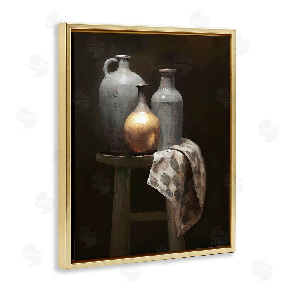Jo Moulton Antiquity Still Life Vessels Gold Floating Frame Canvas Wall Art Print