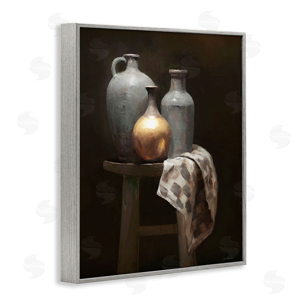 Jo Moulton Antiquity Still Life Vessels Gray Framed Giclee Wall Art Print