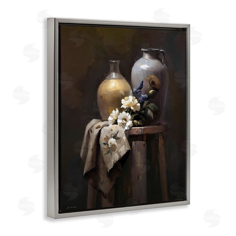 Jo Moulton Ceramic Vases Still Life Gray Floating Frame Canvas Wall Art Print