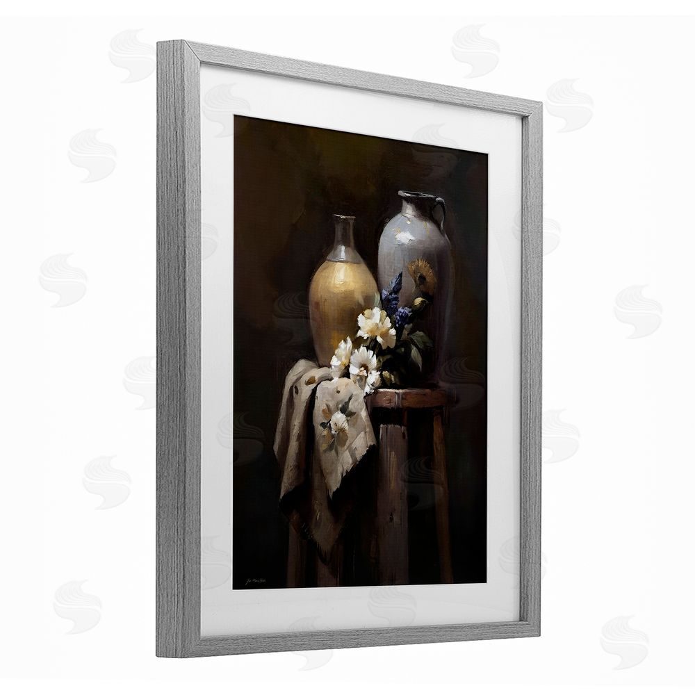 Jo Moulton Ceramic Vases Still Life Gray Framed Print Under Glass Wall Art