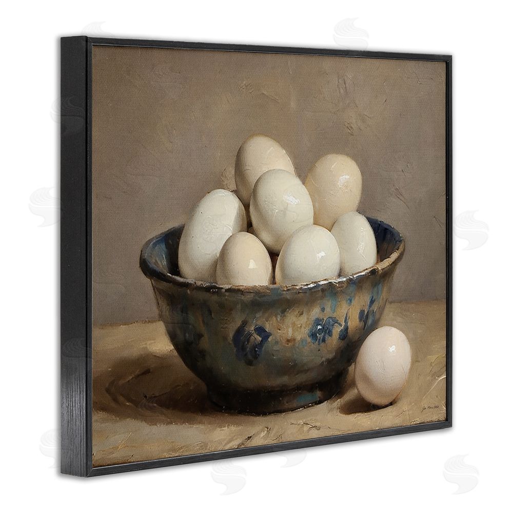 Jo Moulton Farmhouse Eggs in Porcelain Bowl Black Framed Giclee Wall Art Print