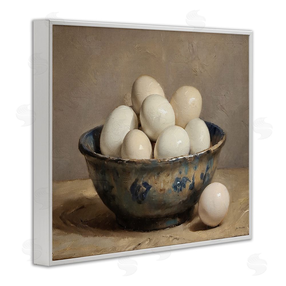 Jo Moulton Farmhouse Eggs in Porcelain Bowl White Framed Giclee Wall Art Print