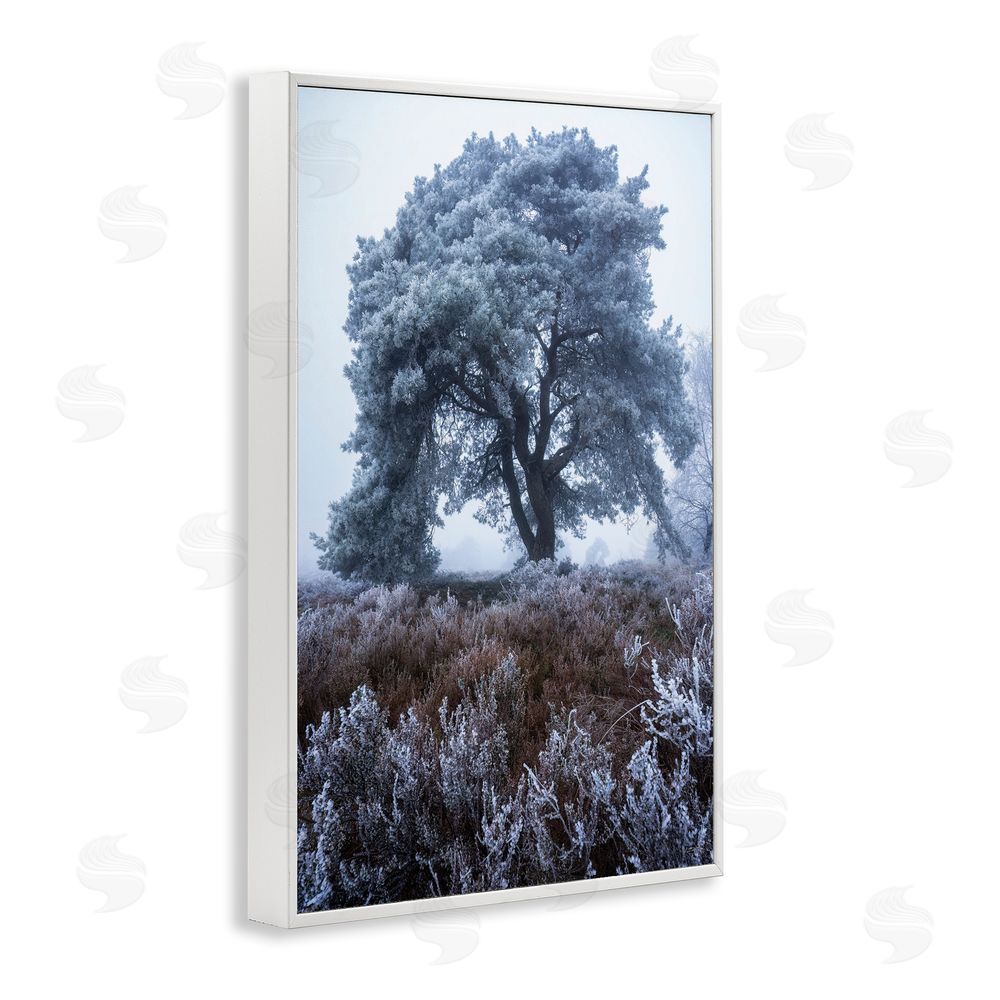 Martin Podt Frosted Tree in Winter Mist White Framed Giclee Wall Art