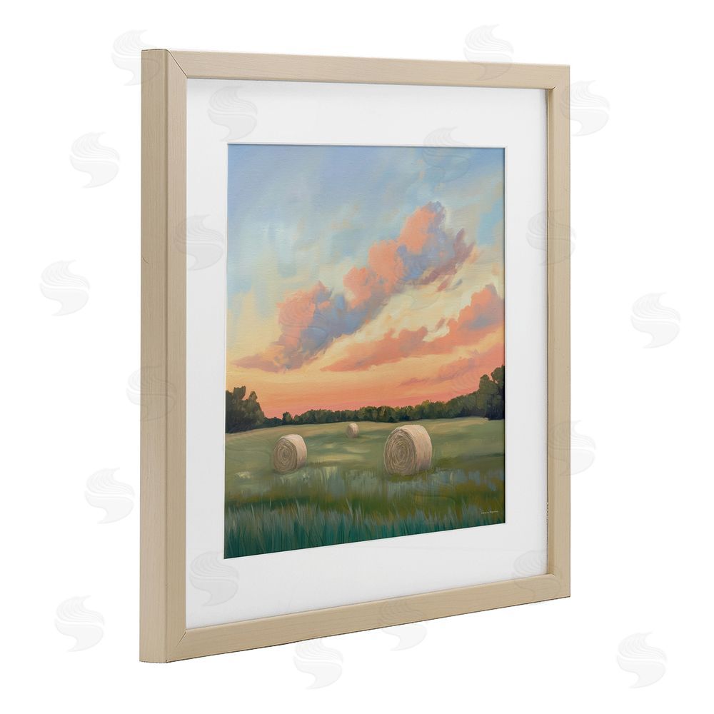 Svetlana Aleynikova Hay Bales Under Warm Sunset Brown Framed Print Under Glass Wall Art