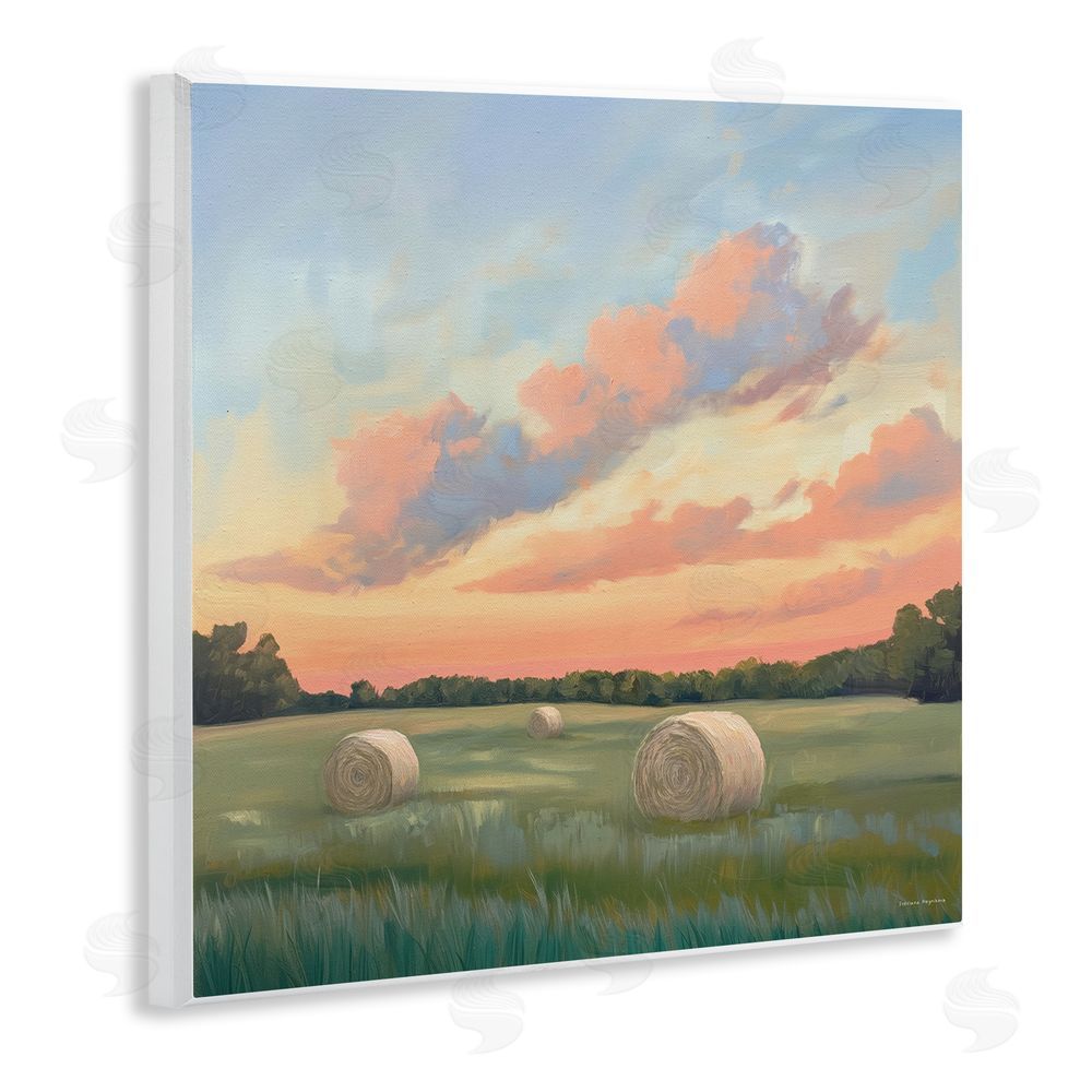 Svetlana Aleynikova Hay Bales Under Warm Sunset Wooden Wall Plaque Art Print