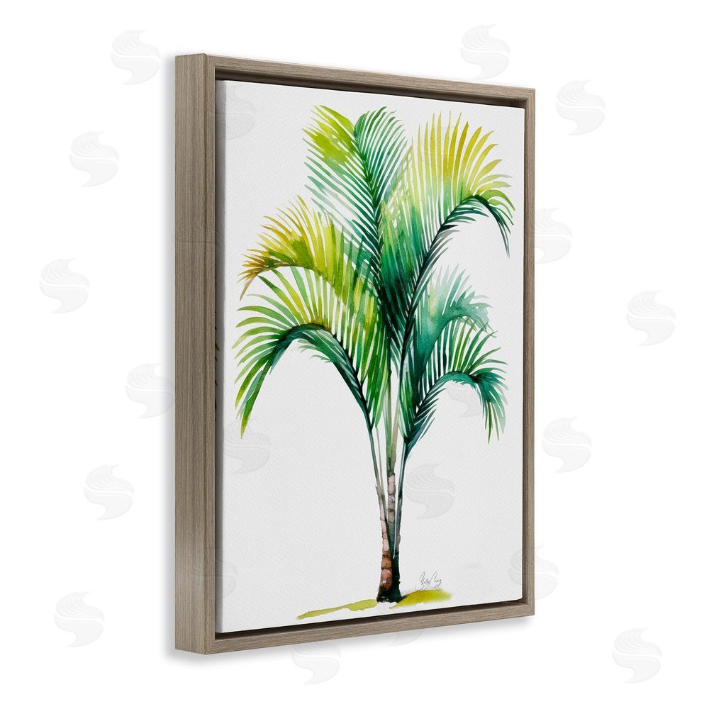 Shelly Craig Coastal Canopy Palm Tree Brown Floating Frame Canvas Wall Art Print