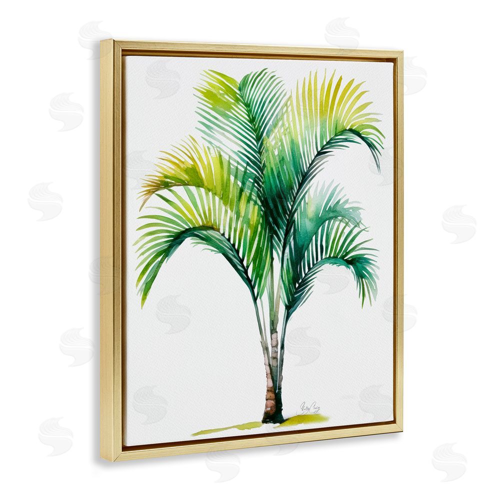 Shelly Craig Coastal Canopy Palm Tree Gold Floating Frame Canvas Wall Art Print