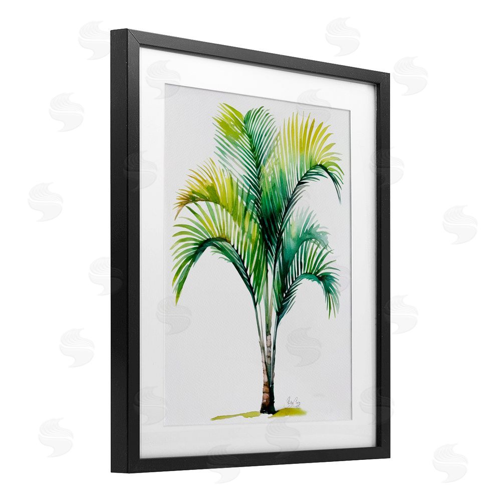 Shelly Craig Coastal Canopy Palm Tree Black Framed Print Under Glass Wall Art